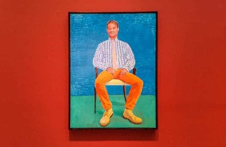 David Hockney at LACMA – 82 portraits on a deep Venetian red wall color